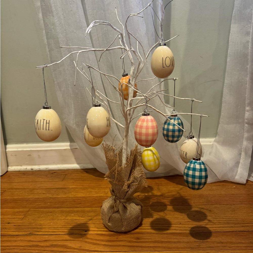 Rae Dunn Decorative Easter Egg Tree with Burlap Base